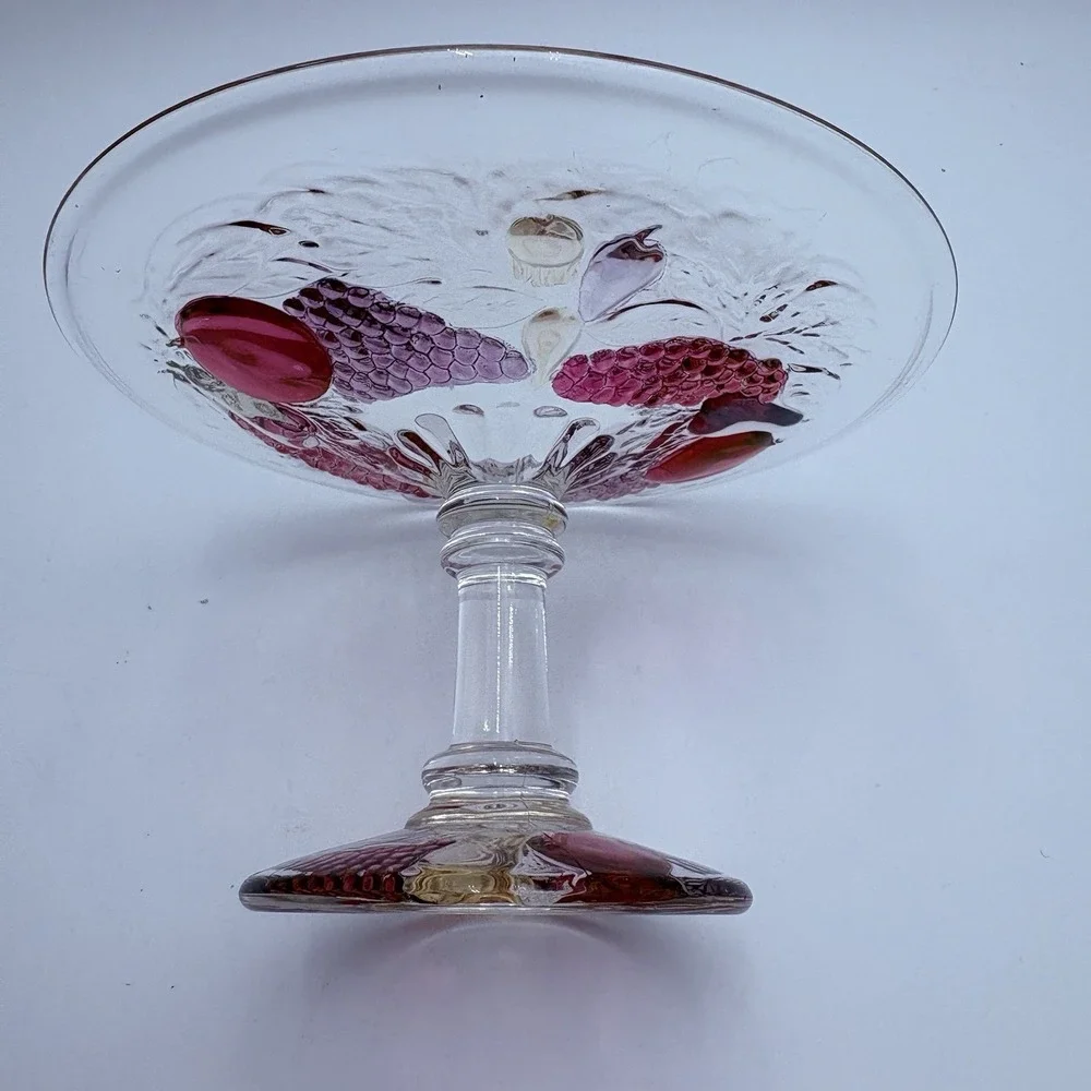 WestMoreland Glass Della‎ Robbia Fruits Small Compote Pedestal Candy Dish VTG